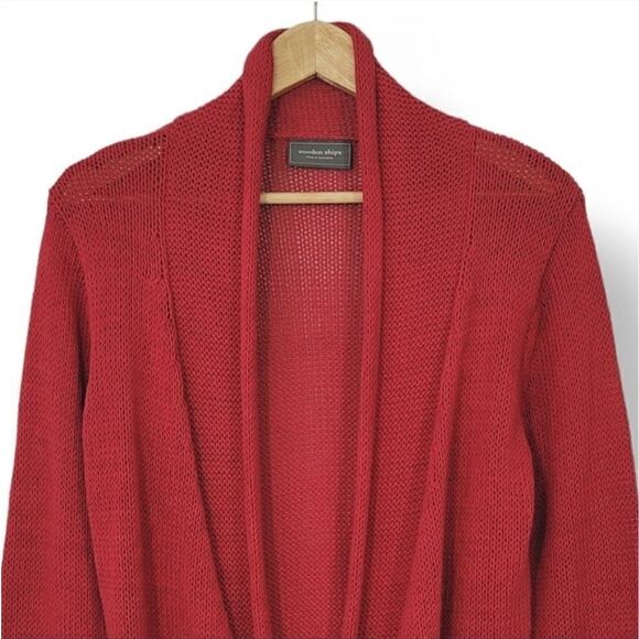 Wooden Ships Paola Buendia Cotton Wrap Cardigan in Brick Red Size Medium/Large - Picture 3 of 8